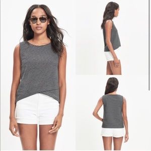 Madewell striped gray/black crossover top